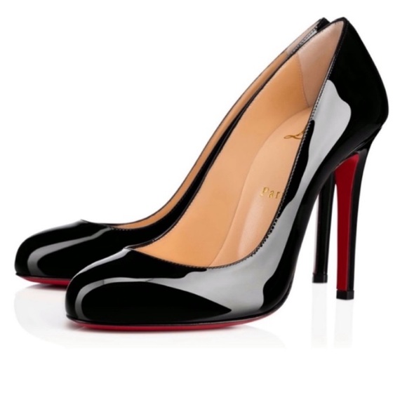 Christian Louboutin Black Patent Leather Round Toe Pumps size 40 - Picture 1 of 10